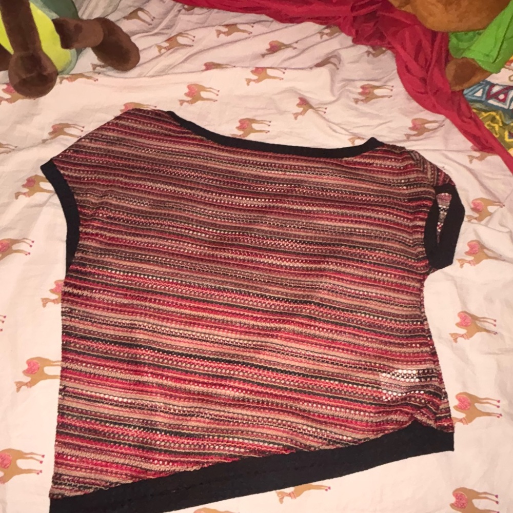 SHEIN Red and Black Striped Blouse